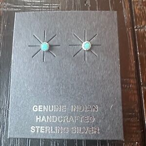 Navajo Dainty Turquoise & Silver Stud Earrings